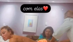 poliana-rocha,-esposa-de-leonardo,-posa-nua-para-compartilhar-momento-relaxante:-‘com-elas’